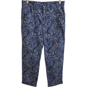 Lauren Ralph Lauren Blue Paisley 5-Pocket Cropped Pants Size 10P